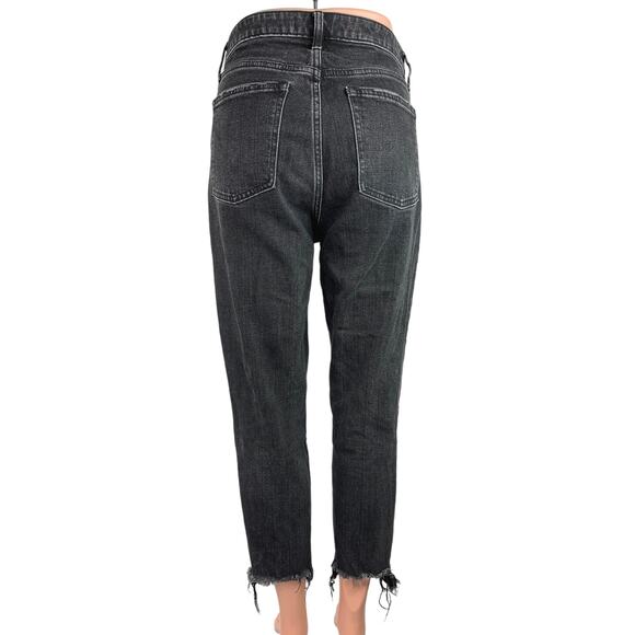 Abercrombie & Fitch Black High Rise Distressed Cropped The Mom Jeans Size 29 8 - Picture 3 of 5